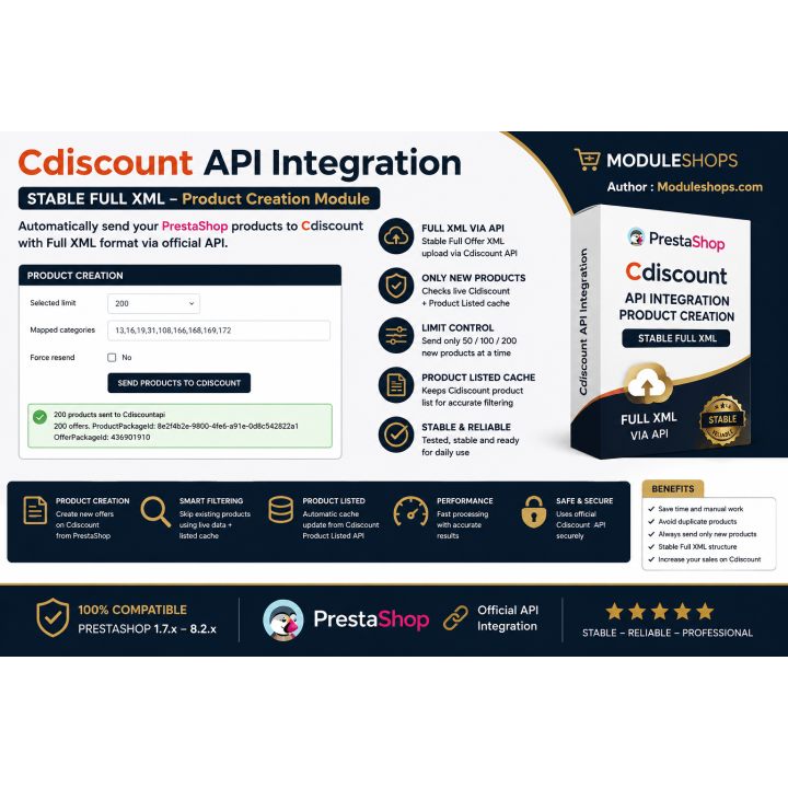 Cdiscount API Module met externe marketplaces voor PrestaShop
