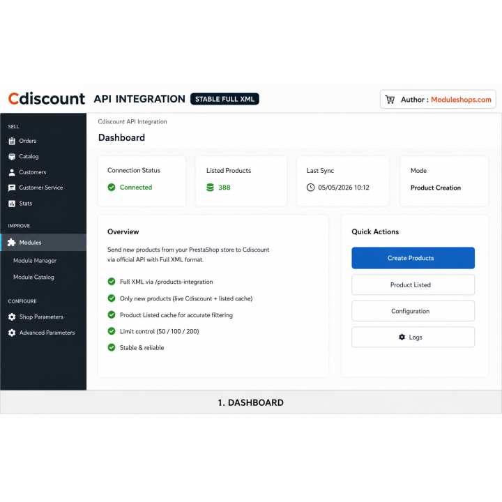 Módulo API Cdiscount con marketplaces externos para PrestaShop
