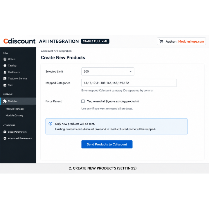 Modulo API Cdiscount con marketplace esterni per PrestaShop