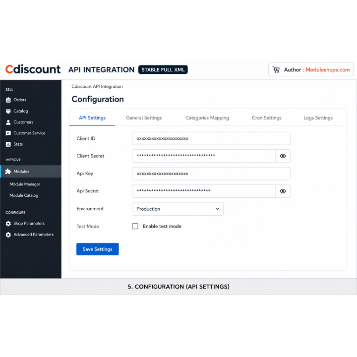 Modulo API Cdiscount con marketplace esterni per PrestaShop