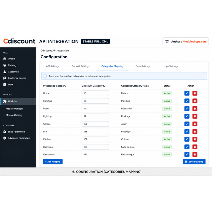 Module API Cdiscount PrestaShop avec marketplaces externes